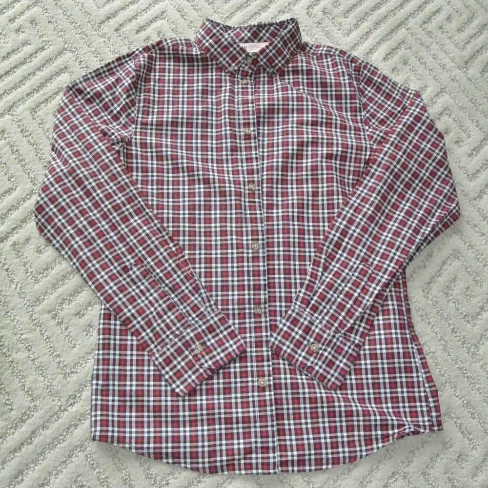 H&M BOY long sleeves button down plain check shirt